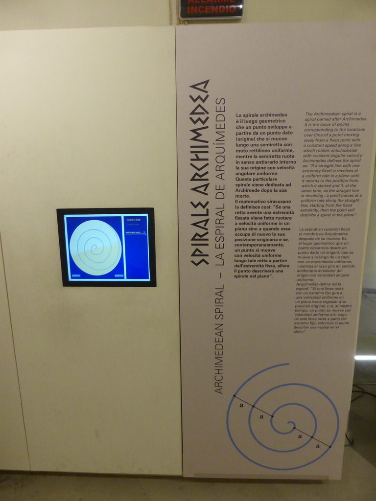 Information on the Archimedean Spiral at the Museo di Archimede museum