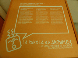Information on Archimedes` words at the Museo di Archimede museum