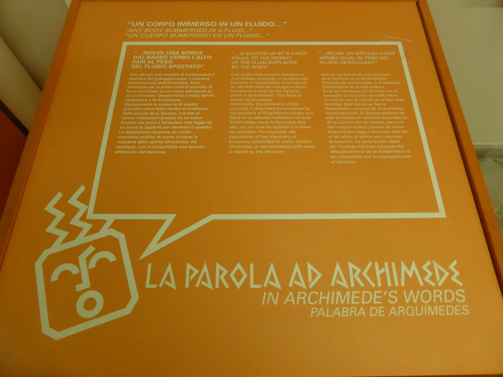 Information on Archimedes` words at the Museo di Archimede museum