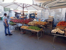 Market stalls with vegetables at the Via Emanuele de Benedictis street