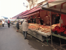 Market stalls with fish at the Via Emanuele de Benedictis street