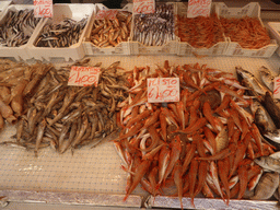 Fish at a market stall at the Via Emanuele de Benedictis street