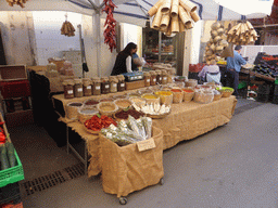 Market stall with spices at the Via Emanuele de Benedictis street