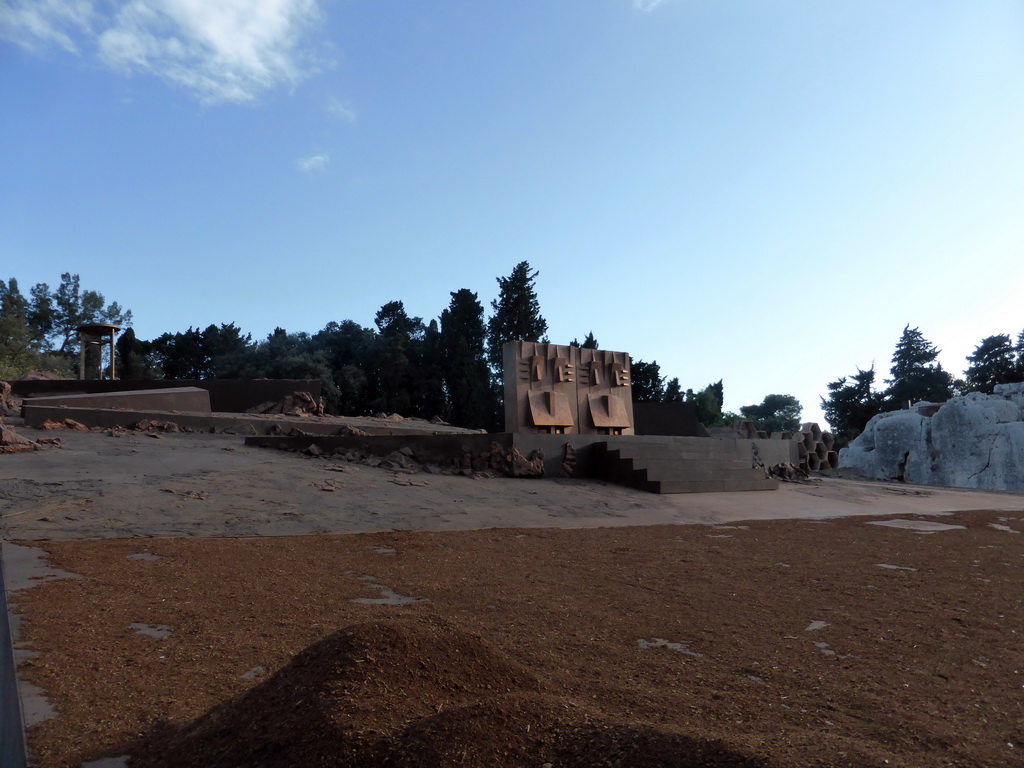 Stage of the Greek Theatre at the Parco Archeologico della Neapolis park, shortly before the play `Agamemnon` by Aeschylus