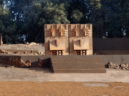 Gates at the stage of the Greek Theatre at the Parco Archeologico della Neapolis park, shortly before the play `Agamemnon` by Aeschylus