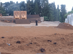 Watchman and the gates of Argos at the stage of the Greek Theatre at the Parco Archeologico della Neapolis park, during the play `Agamemnon` by Aeschylus