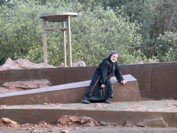 Watchman and torch at the stage of the Greek Theatre at the Parco Archeologico della Neapolis park, during the play `Agamemnon` by Aeschylus