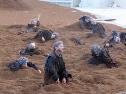 Chorus at the stage of the Greek Theatre at the Parco Archeologico della Neapolis park, during the play `Agamemnon` by Aeschylus