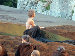 Cassandra at the stage of the Greek Theatre at the Parco Archeologico della Neapolis park, during the play `Agamemnon` by Aeschylus