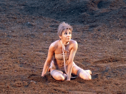 Cassandra at the stage of the Greek Theatre at the Parco Archeologico della Neapolis park, during the play `Agamemnon` by Aeschylus