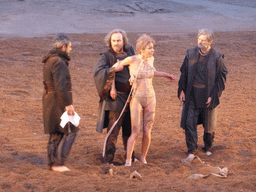 Cassandra and chorus at the stage of the Greek Theatre at the Parco Archeologico della Neapolis park, during the play `Agamemnon` by Aeschylus