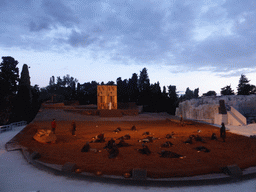 Chorus, herald and Cassandra at the gates of Argos at the stage of the Greek Theatre at the Parco Archeologico della Neapolis park, during the play `Agamemnon` by Aeschylus