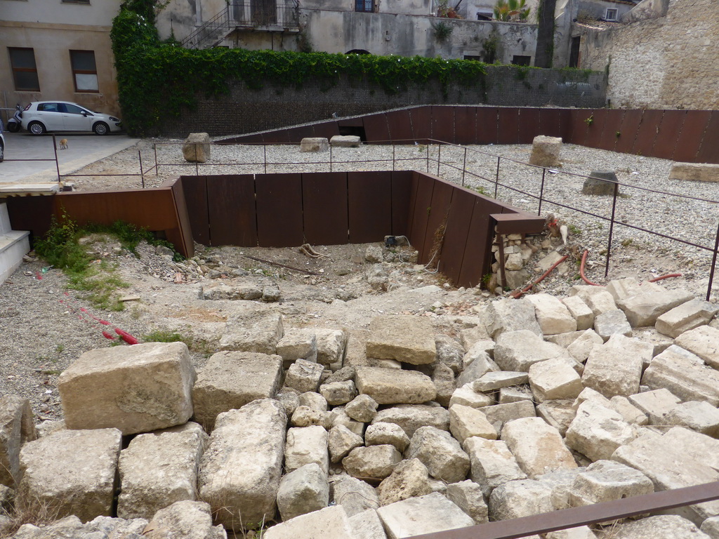 Ruins behind the entrance pavilion to the Tempio Ionico temple near the Piazza Minerva square