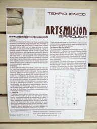 Information and map of the Tempio Ionico temple, at the entrance pavilion near the Piazza Minerva square