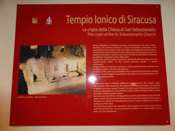 Information on the Crypt of the Chiesa di San Sebastianello church at the Tempio Ionico temple