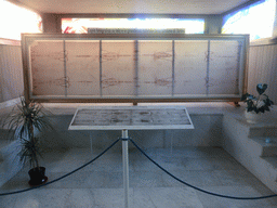 Photographic copy of the Shroud of Turin, in a chapel of the Santuario della Madonna delle Lacrime church, with explanation