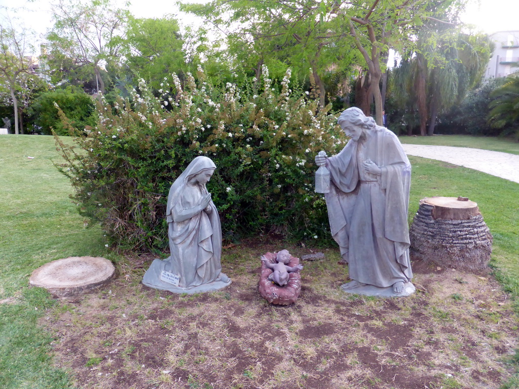 Nativity statues in the garden of the Santuario della Madonna delle Lacrime church