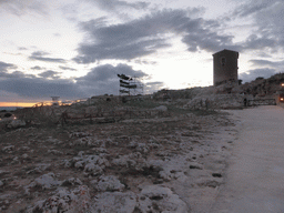 Back side of the Greek Theatre at the Parco Archeologico della Neapolis park, at sunset