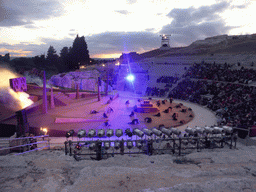 The Greek Theatre at the Parco Archeologico della Neapolis park, during the plays `Choephori` and `Eumenides` by Aeschylus, at sunset