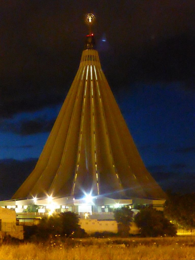 The Santuario della Madonna delle Lacrime church, by night