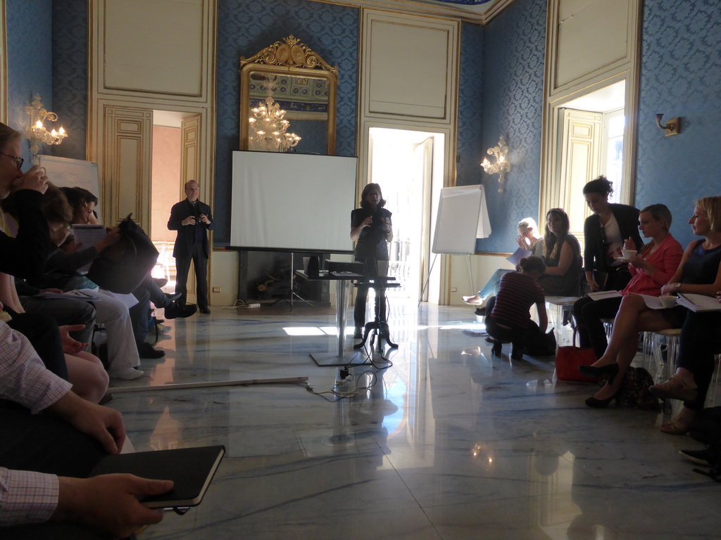 Speakers and course participants at the Hall of Amore and Psyche at the Palazzo Borgia del Casale palace