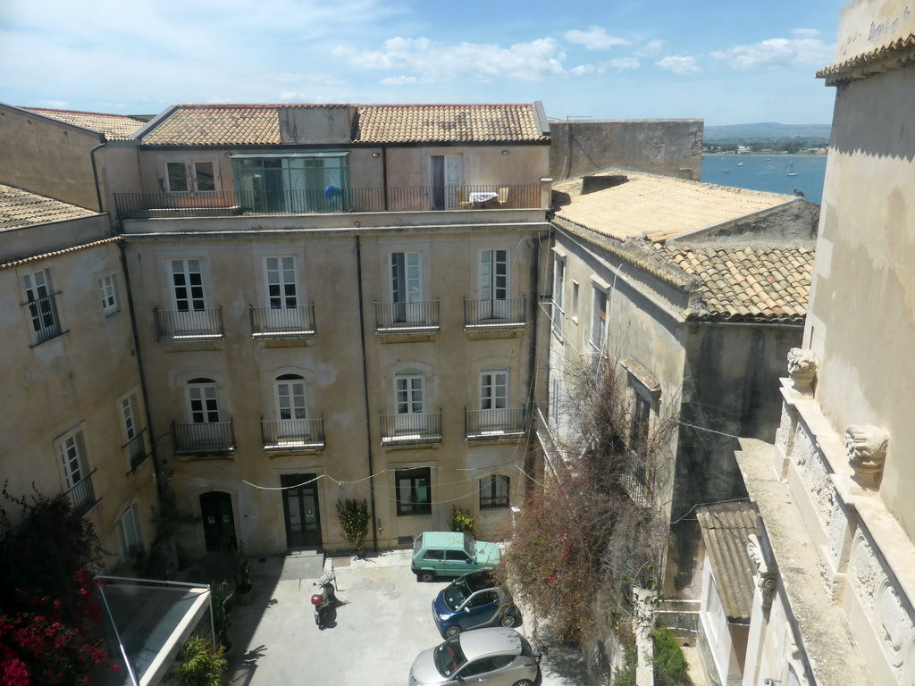 View on the inner square next to the Palazzo Borgia del Casale palace, viewed from the top floor