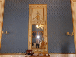 Tim and paintings reflected in a mirror at the Hall of Amore and Psyche at the Palazzo Borgia del Casale palace