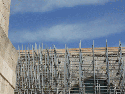 Restoration scaffolds at the inner square of the Castello Maniace castle