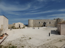 Main building and outer square of the Castello Maniace castle, viewed from the outer wall