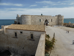 Main building and outer square of the Castello Maniace castle, viewed from the outer wall