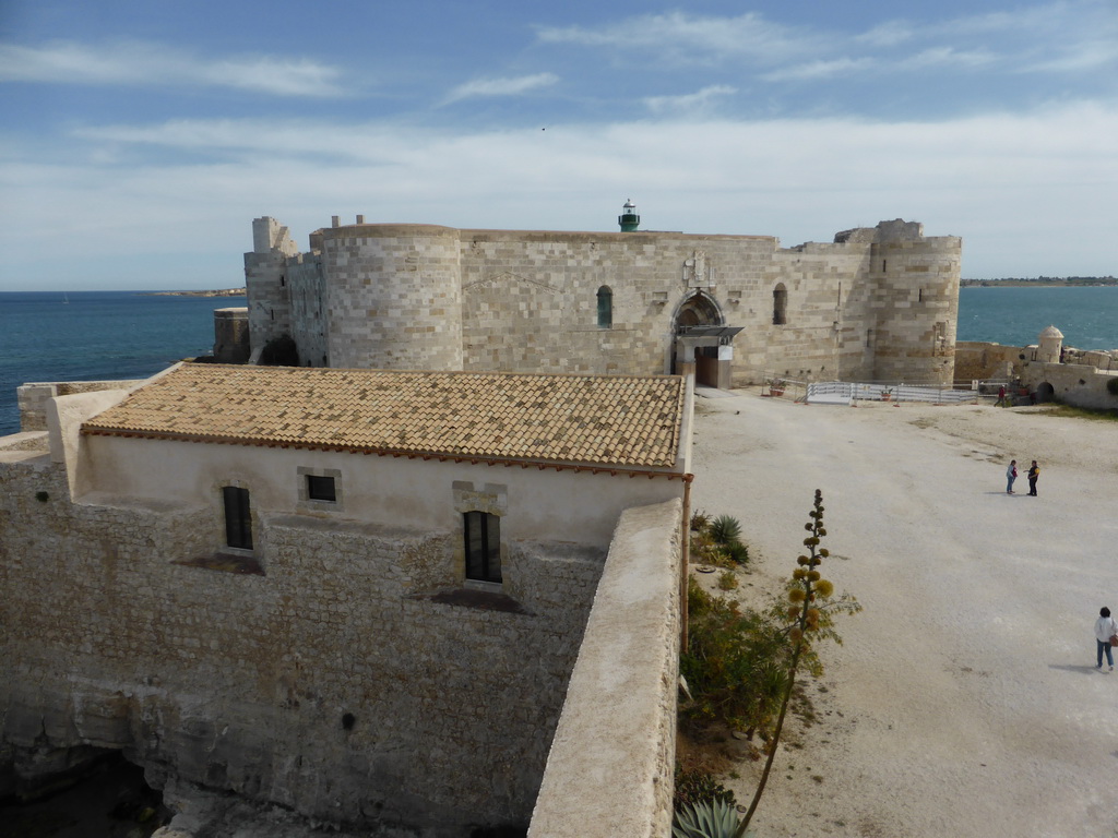 Main building and outer square of the Castello Maniace castle, viewed from the outer wall