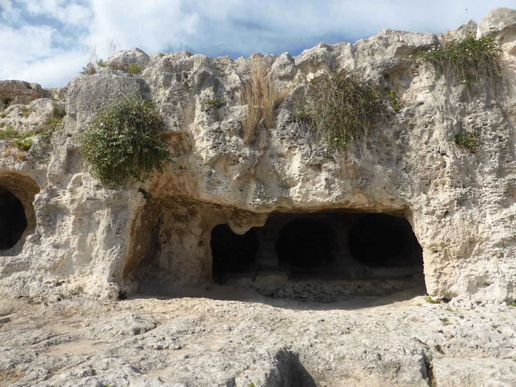 Caves at the Nymphaeum above the Greek Theatre at the Parco Archeologico della Neapolis park