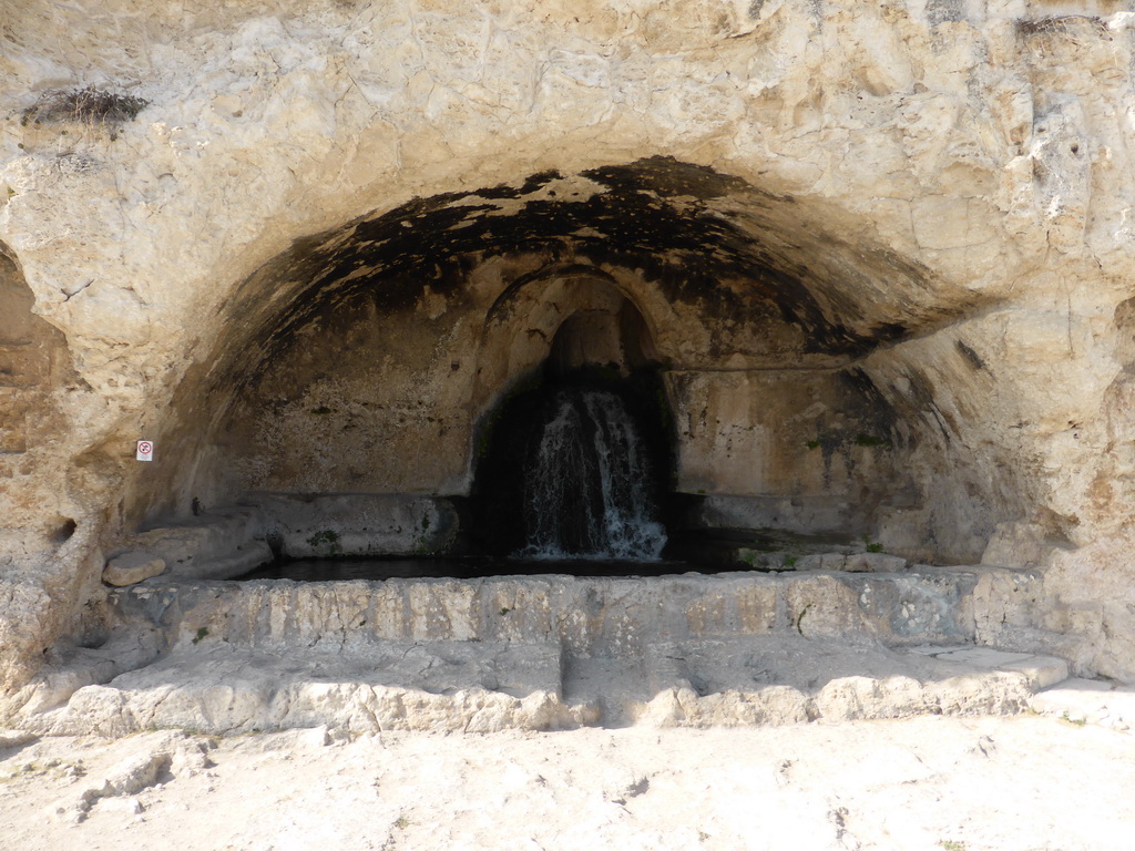 Waterfall at the Nymphaeum above the Greek Theatre at the Parco Archeologico della Neapolis park