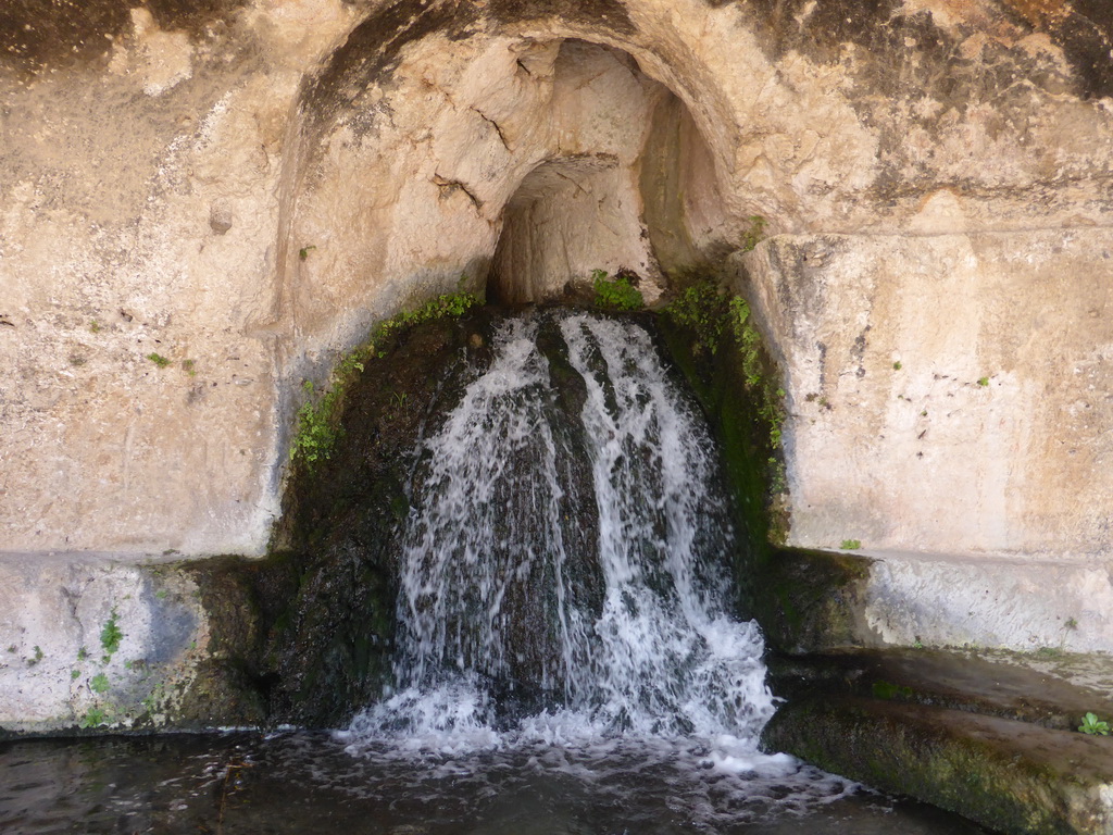 Waterfall at the Nymphaeum above the Greek Theatre at the Parco Archeologico della Neapolis park