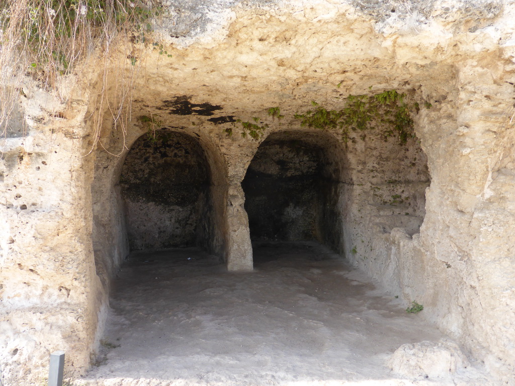 Caves at the Nymphaeum above the Greek Theatre at the Parco Archeologico della Neapolis park