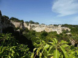 The Latomia del Paradiso quarry at the Parco Archeologico della Neapolis park, viewed from the back side of the Greek Theatre