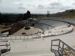 The Greek Theatre at the Parco Archeologico della Neapolis park, with the stage being prepared for the play `The Wasps` by Aristophanes