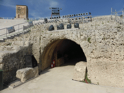 Cave at the Greek Theatre at the Parco Archeologico della Neapolis park containing objects used in the plays