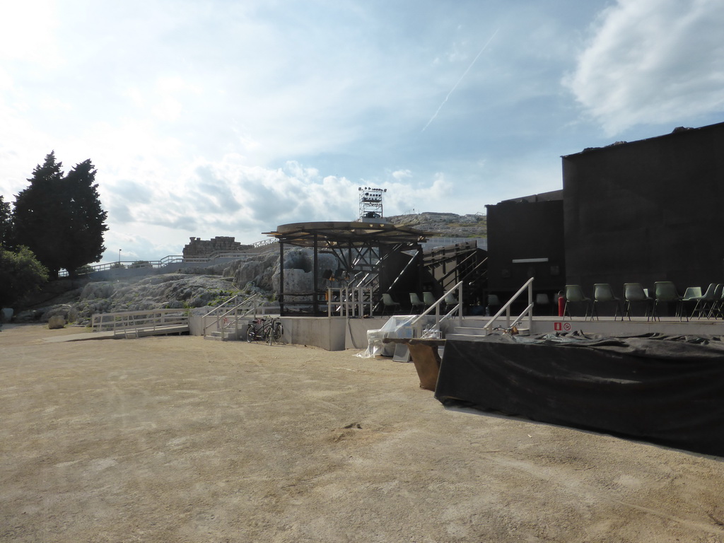 Back side of the stage at the Greek Theatre at the Parco Archeologico della Neapolis park