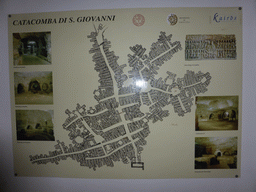 Map and photographs of the Catacombs of San Giovanni, at the entrance building