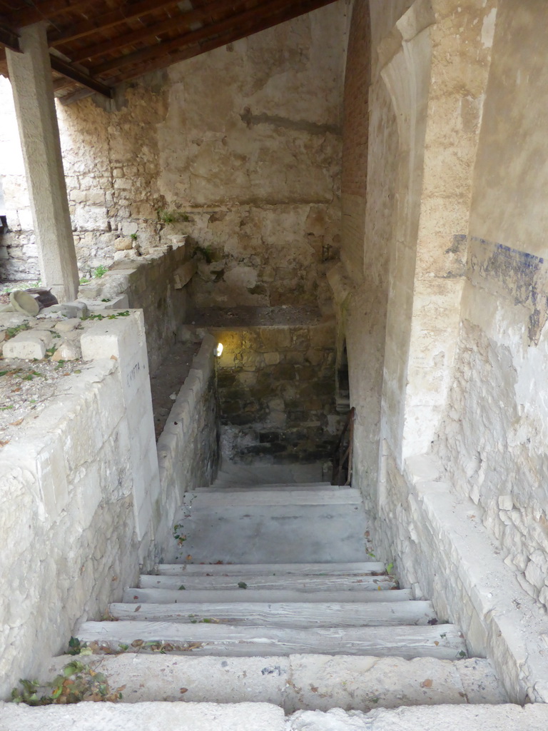 Staircase from the ruins of the Chiesa di San Giovanni alle Catacombe church to the Crypt of San Marziano