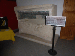 Stone with mosaic at the entrance building of the Catacombs of San Giovanni