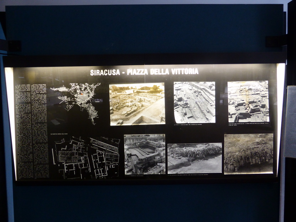 Information on the Piazza della Vittoria square at Syracuse, at the ground floor of the Paolo Orsi Archaeological Museum