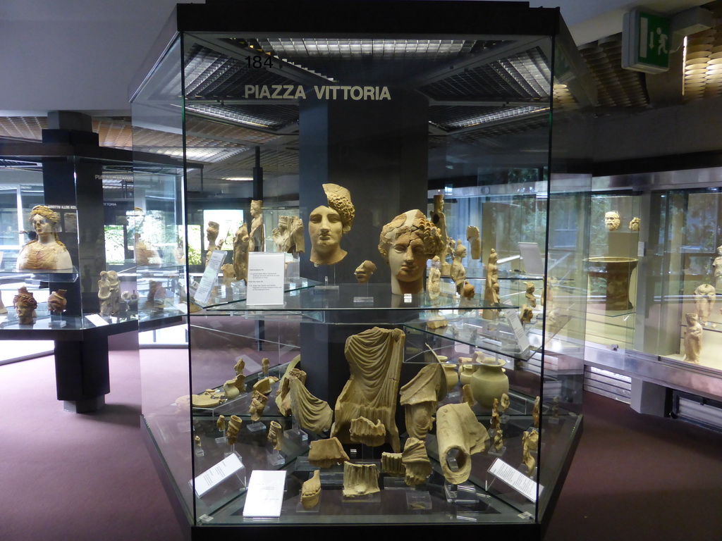 Statues and pottery from the Piazza della Vittoria square at Syracuse, at the ground floor of the Paolo Orsi Archaeological Museum