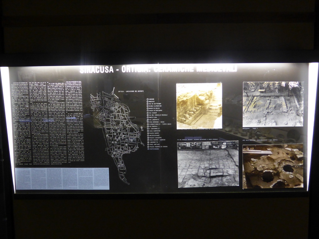 Information on medieval pottery from Ortygia at Syracuse, at the ground floor of the Paolo Orsi Archaeological Museum