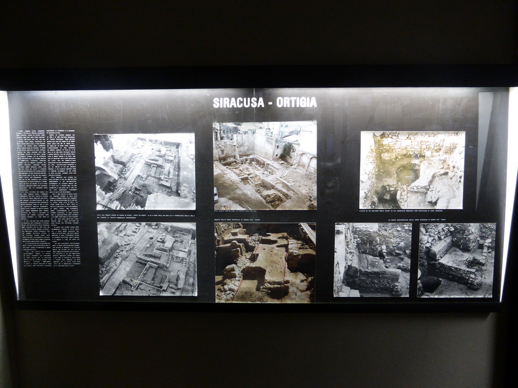 Information on Ortygia at the ground floor of the Paolo Orsi Archaeological Museum