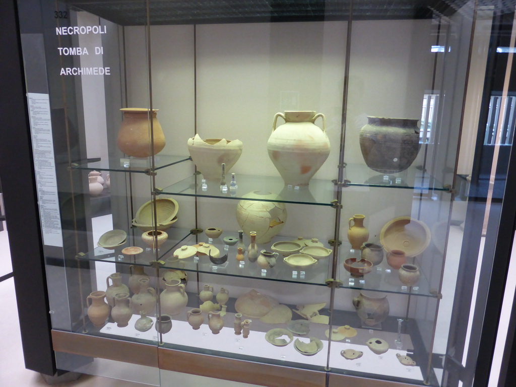 Pottery from the Tomb of Archimedes at the Parco Archeologico della Neapolis park, at the upper floor of the Paolo Orsi Archaeological Museum