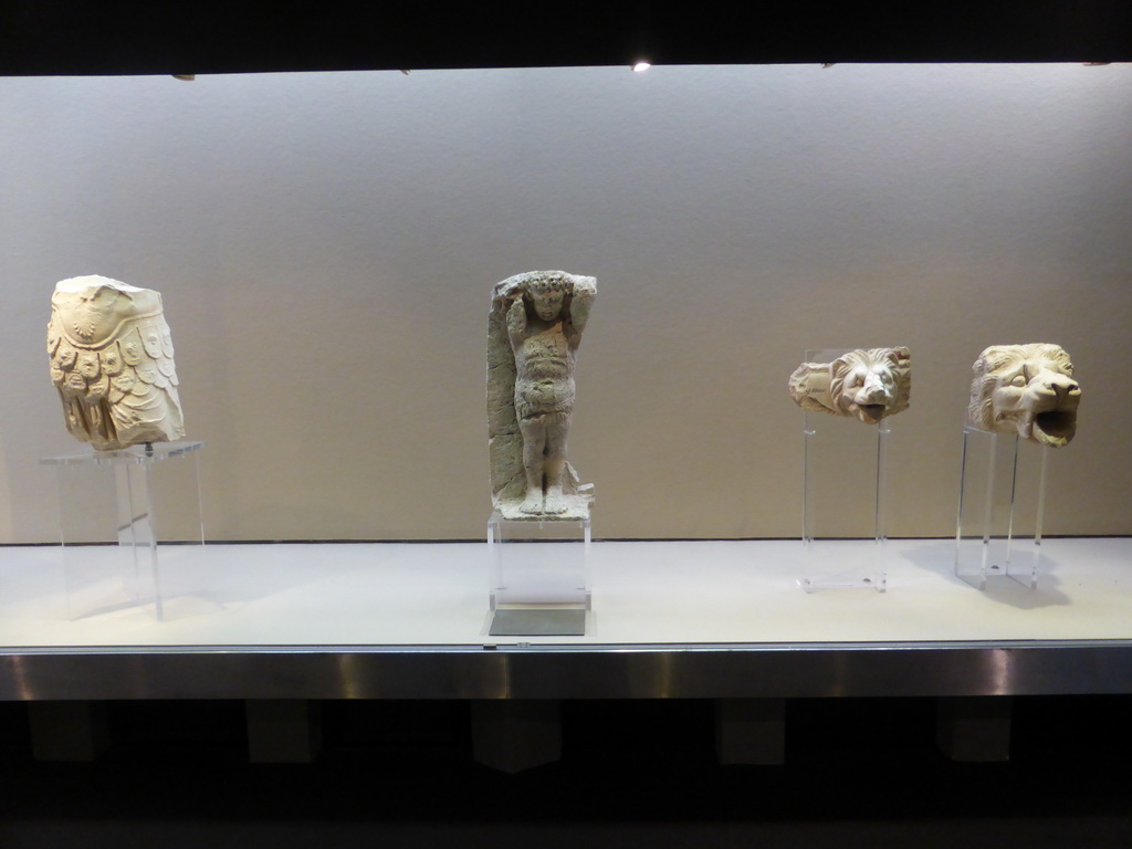 Statues and lion-head water spouts, at the upper floor of the Paolo Orsi Archaeological Museum