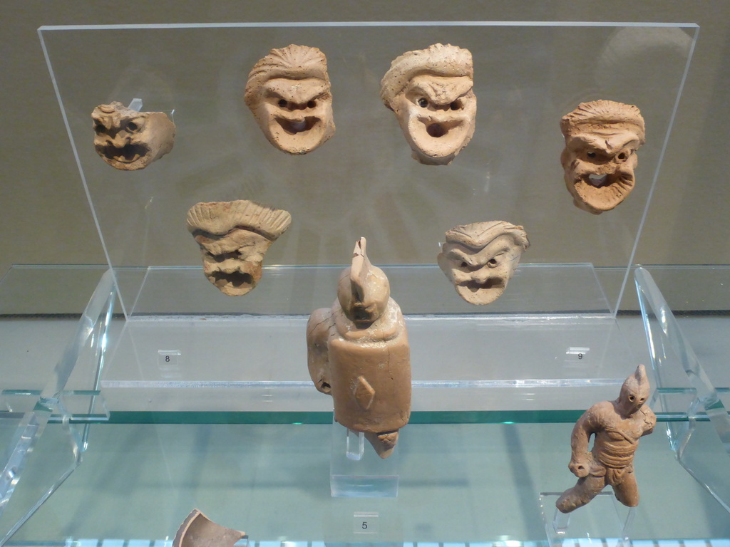 Masks and statuettes at the upper floor of the Paolo Orsi Archaeological Museum