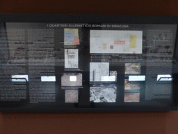 Information on the Greek-Roman Quarters of Syracuse, at the upper floor of the Paolo Orsi Archaeological Museum